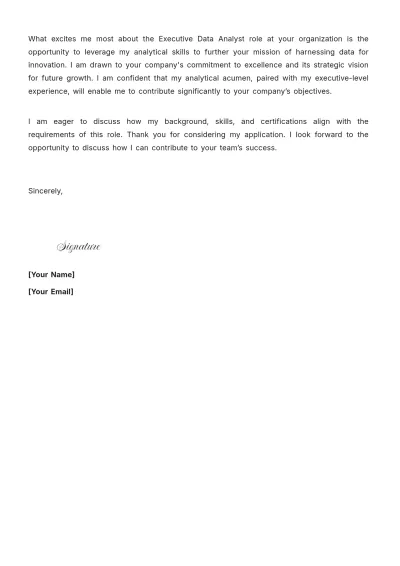 Free Executive Level Data Analyst Cover Letter to Edit Online