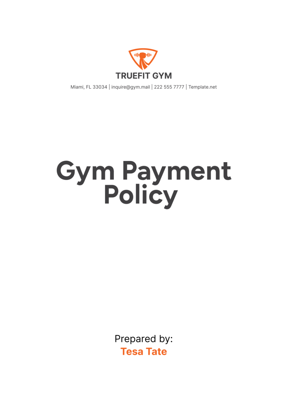 Gym Payment Policy Template - Edit Online & Download