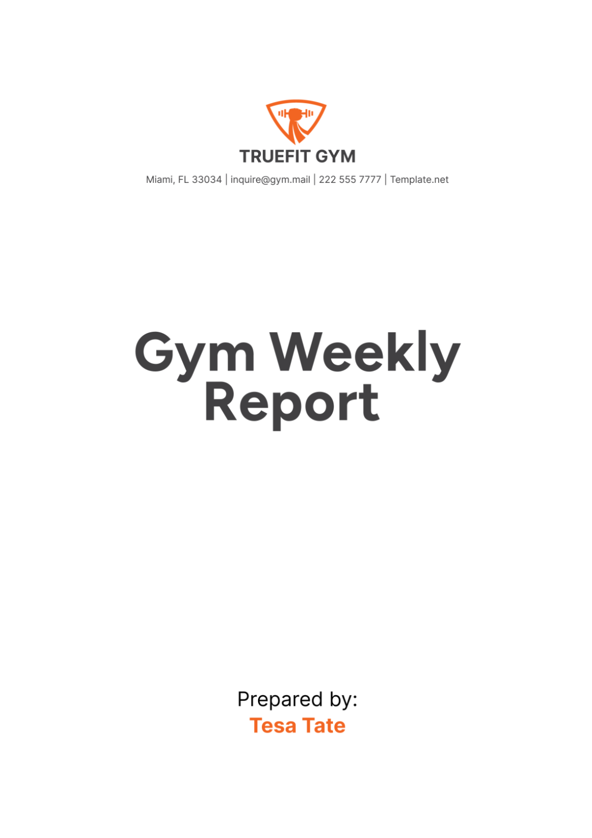 Gym Weekly Report Template - Edit Online & Download