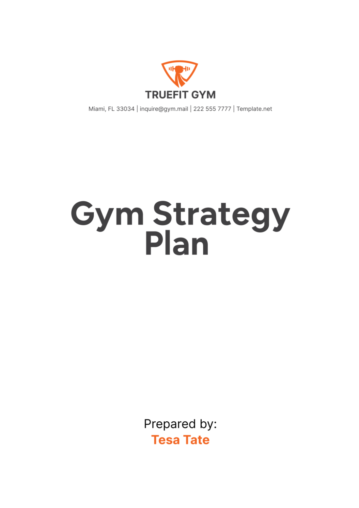 Gym Strategy Plan Template - Edit Online & Download