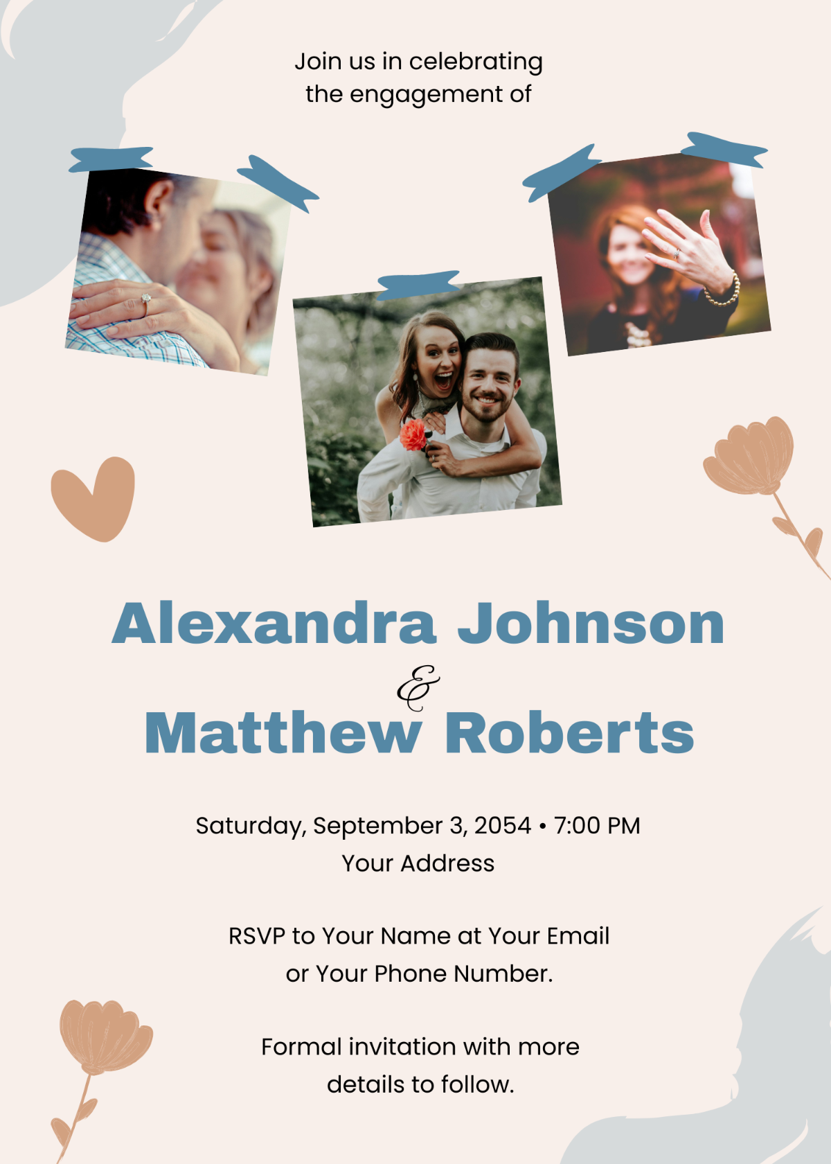 Photo Collage Engagement Party Invitation