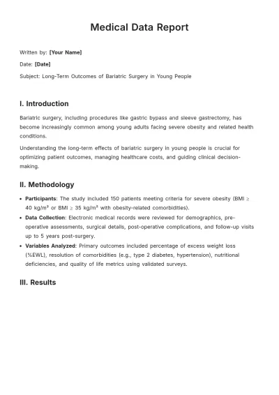 Free Medical Data Report Template to Edit Online