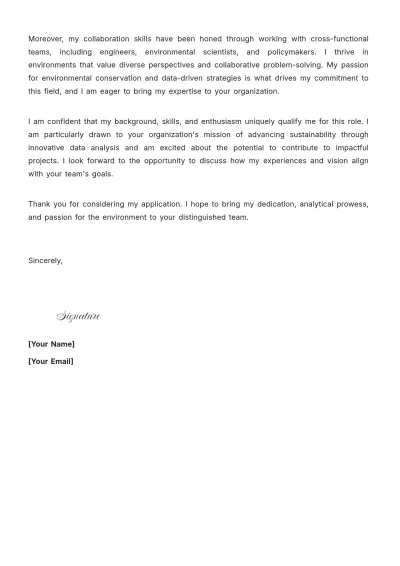 Free Environment Data Analyst Cover Letter to Edit Online