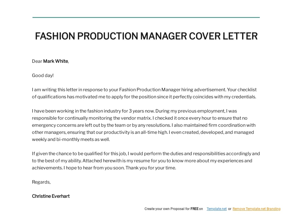 Free Fashion Production Manager Cover Letter Template.jpe