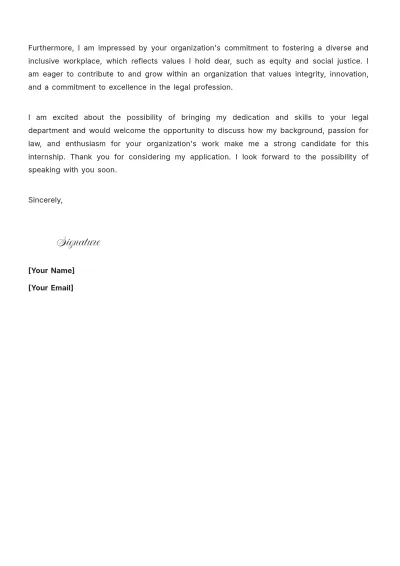 Free Law Internship Cover Letter to Edit Online