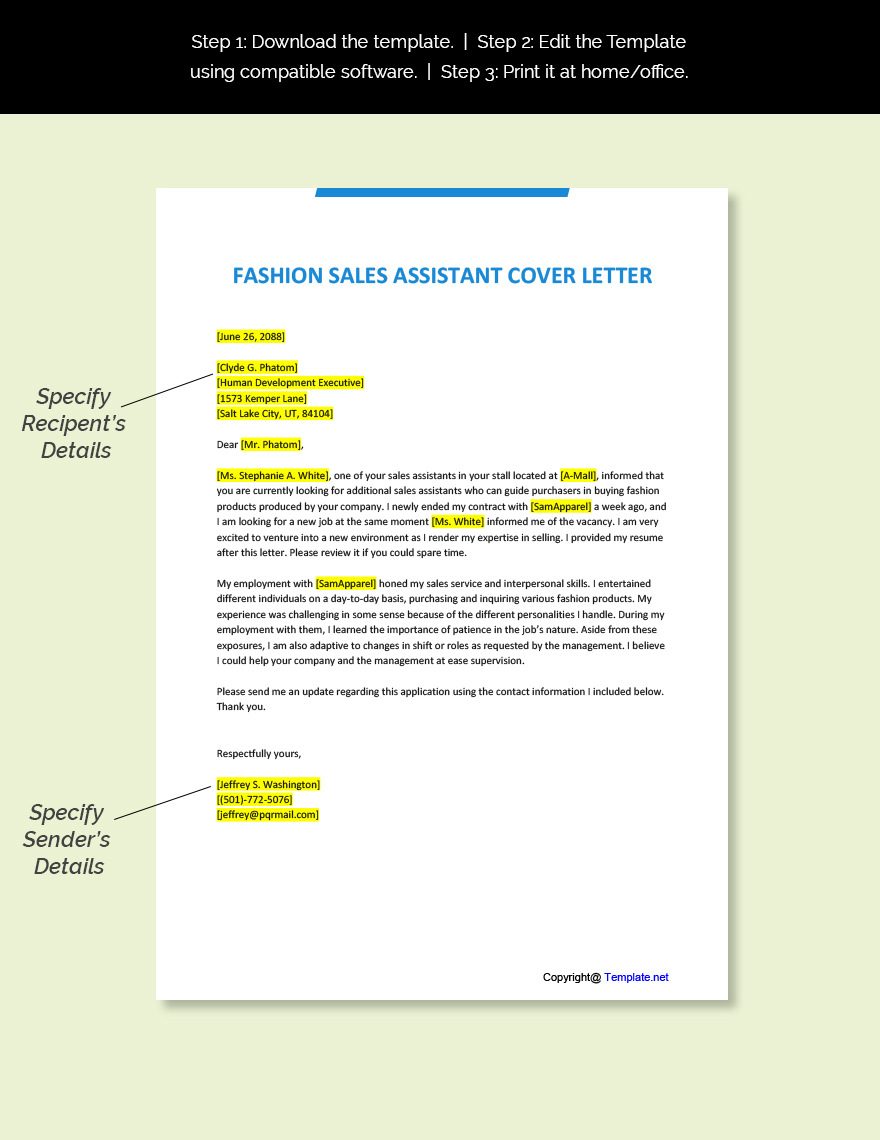 cover letter for fashion buyer assistant