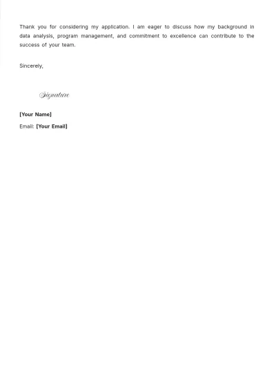 Free Program Analyst Cover Letter to Edit Online