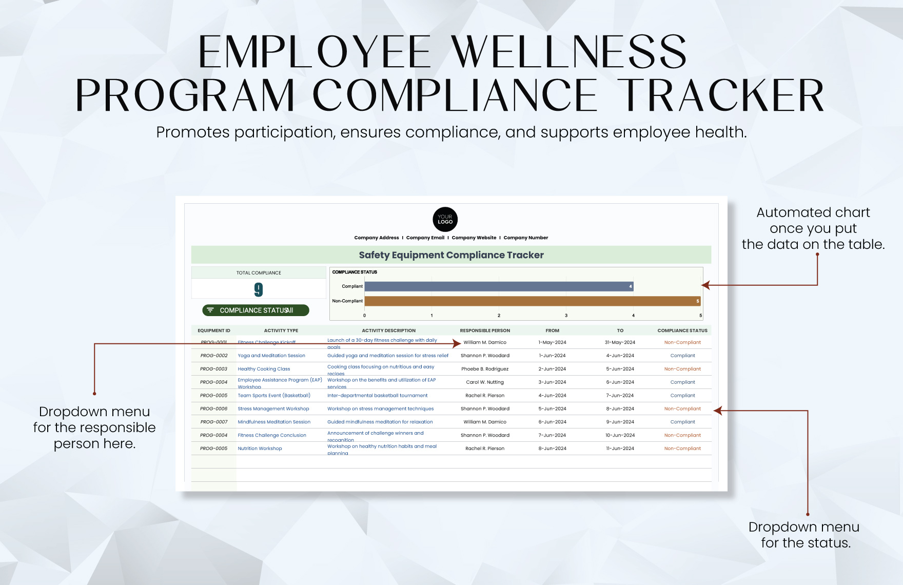 Employee Wellness Program Compliance Tracker Template