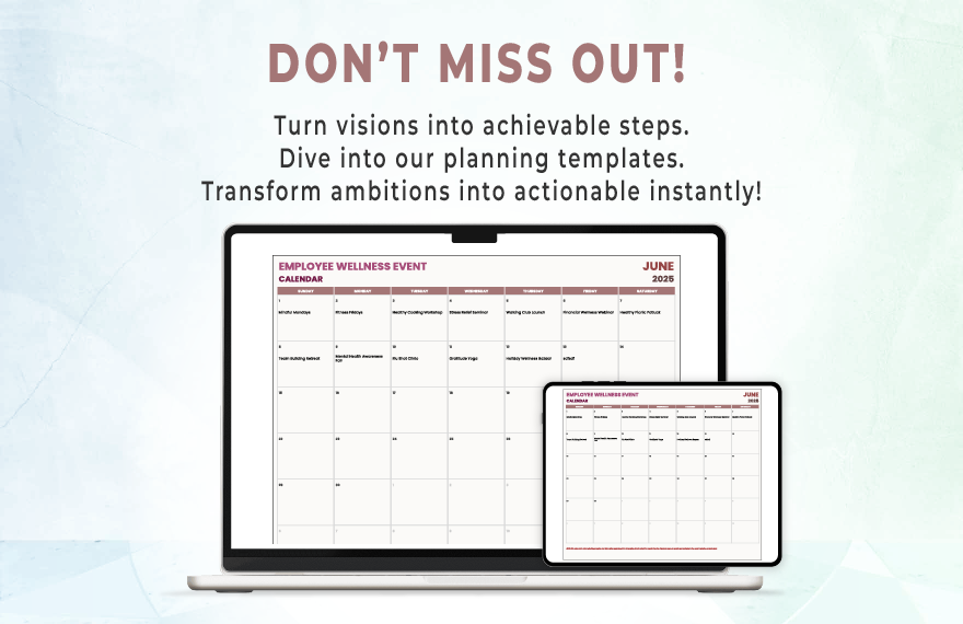 Employee Wellness Event Calendar Template