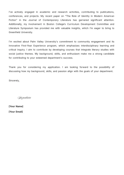 Free College Teacher Cover Letter to Edit Online