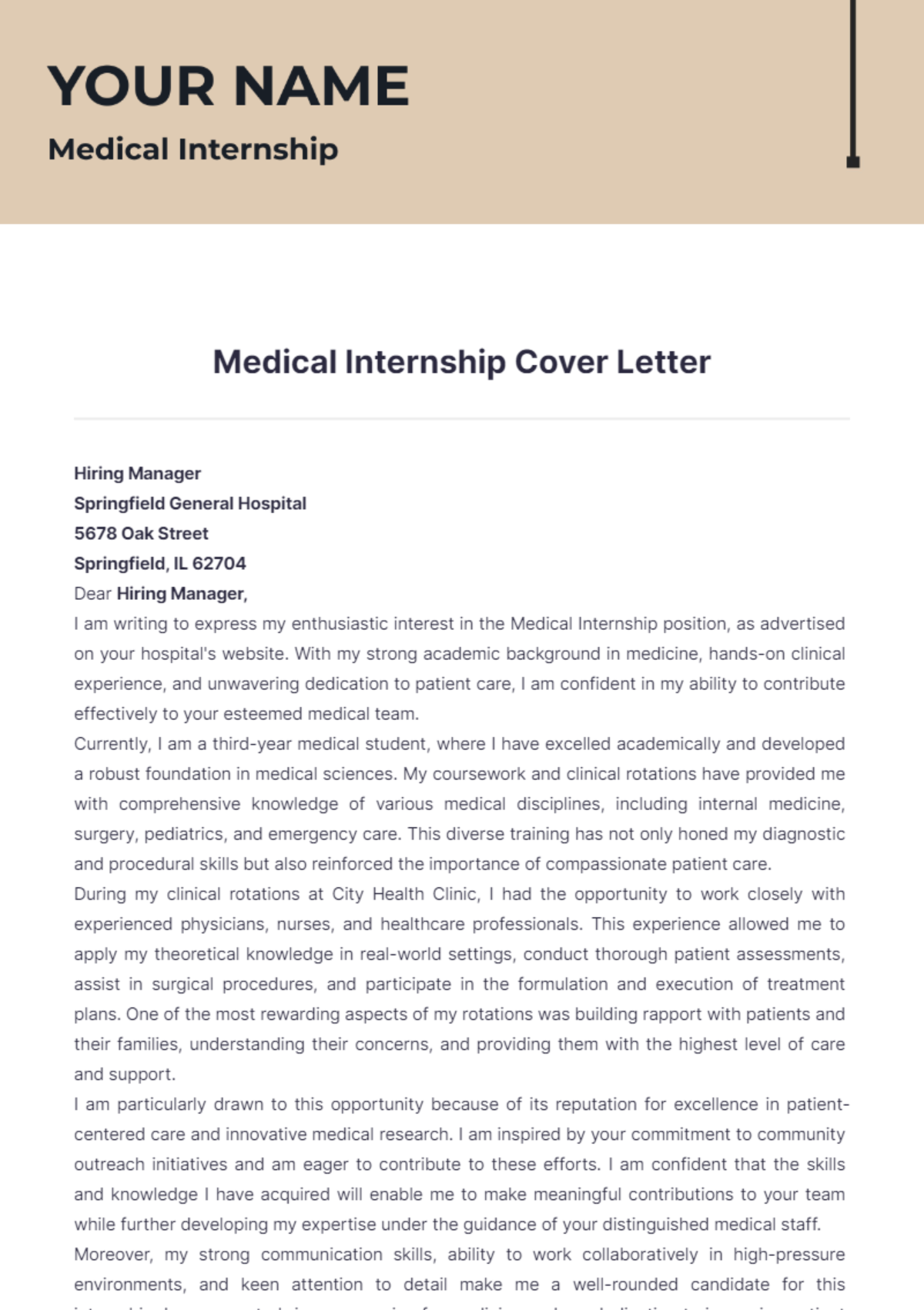 Medical Internship Cover Letter - Edit Online & Download