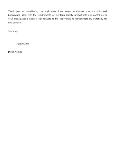 Free Data Quality Analyst Cover Letter to Edit Online