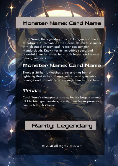 Free Monster Trading Card Template to Edit Online