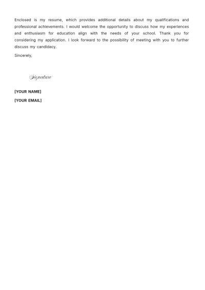 Free High School Teacher Cover Letter to Edit Online