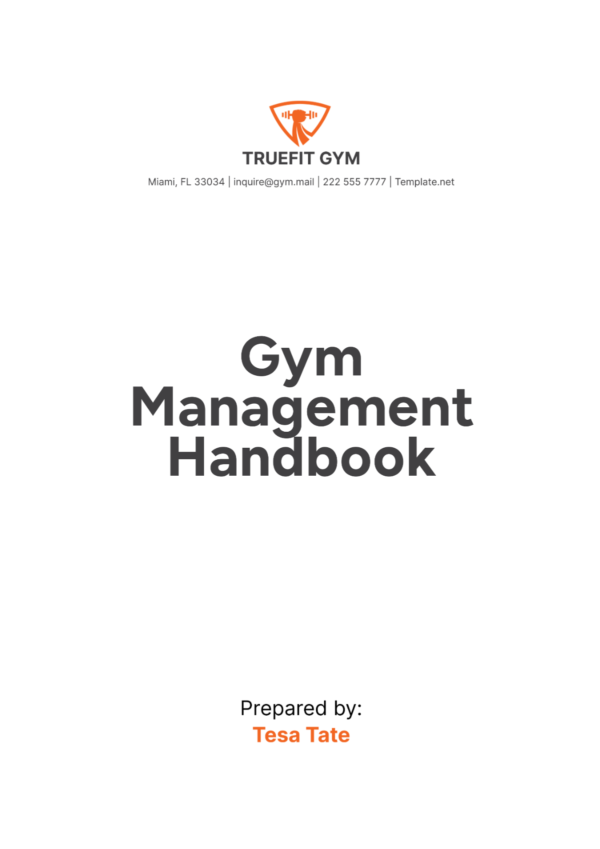 Gym Management Handbook Template - Edit Online & Download