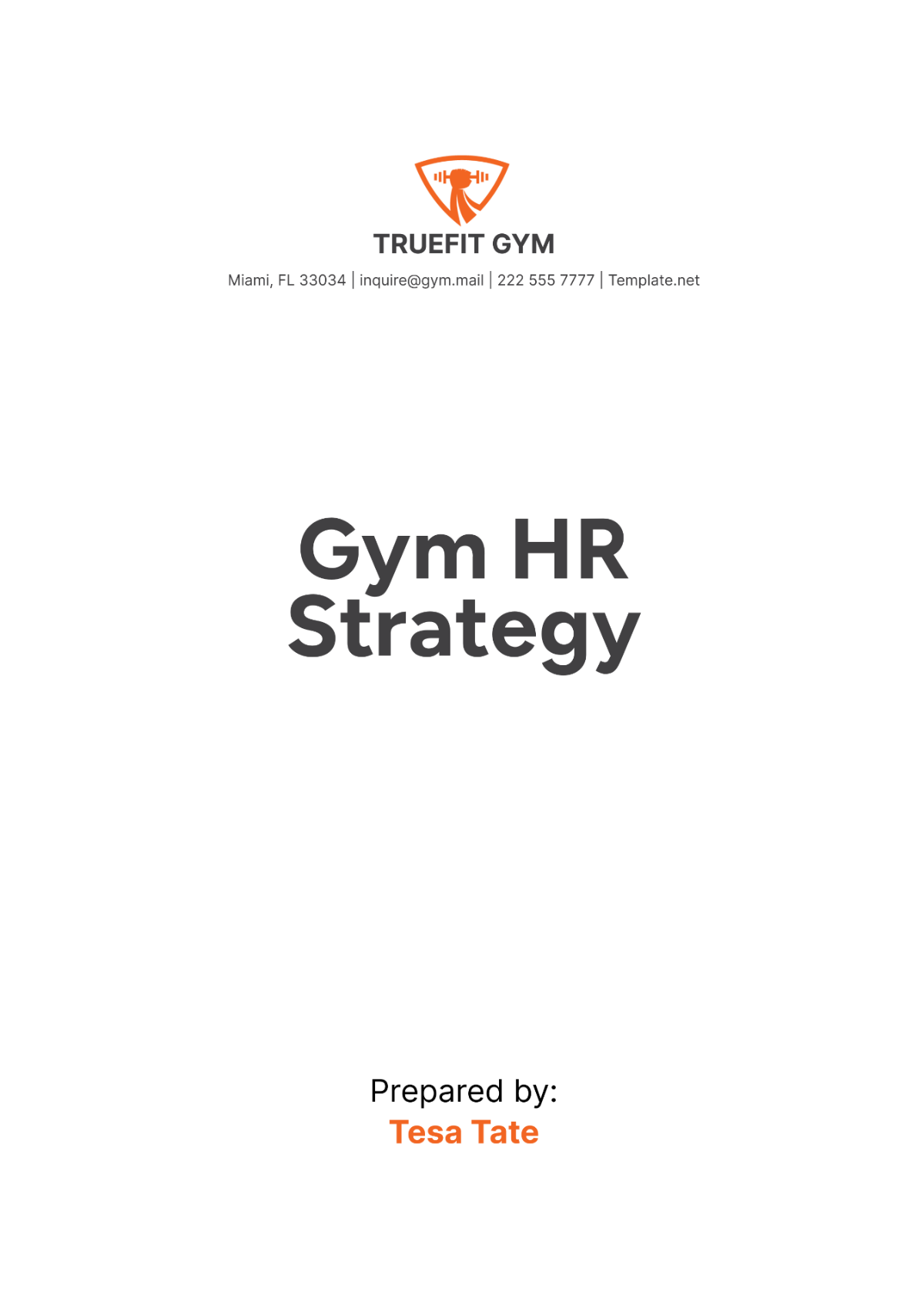 Gym HR Strategy Template - Edit Online & Download