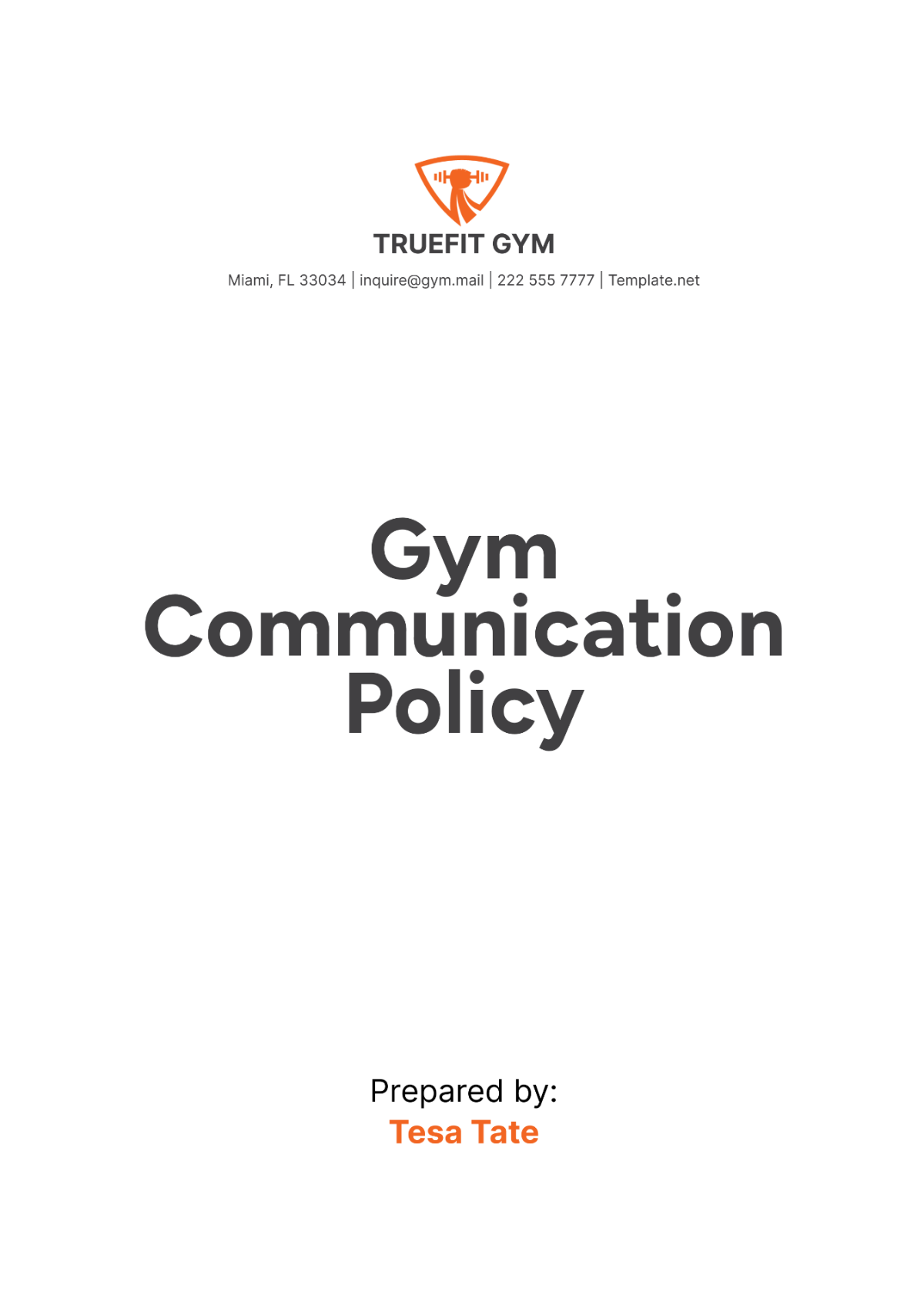 Gym Communication Policy Template - Edit Online & Download