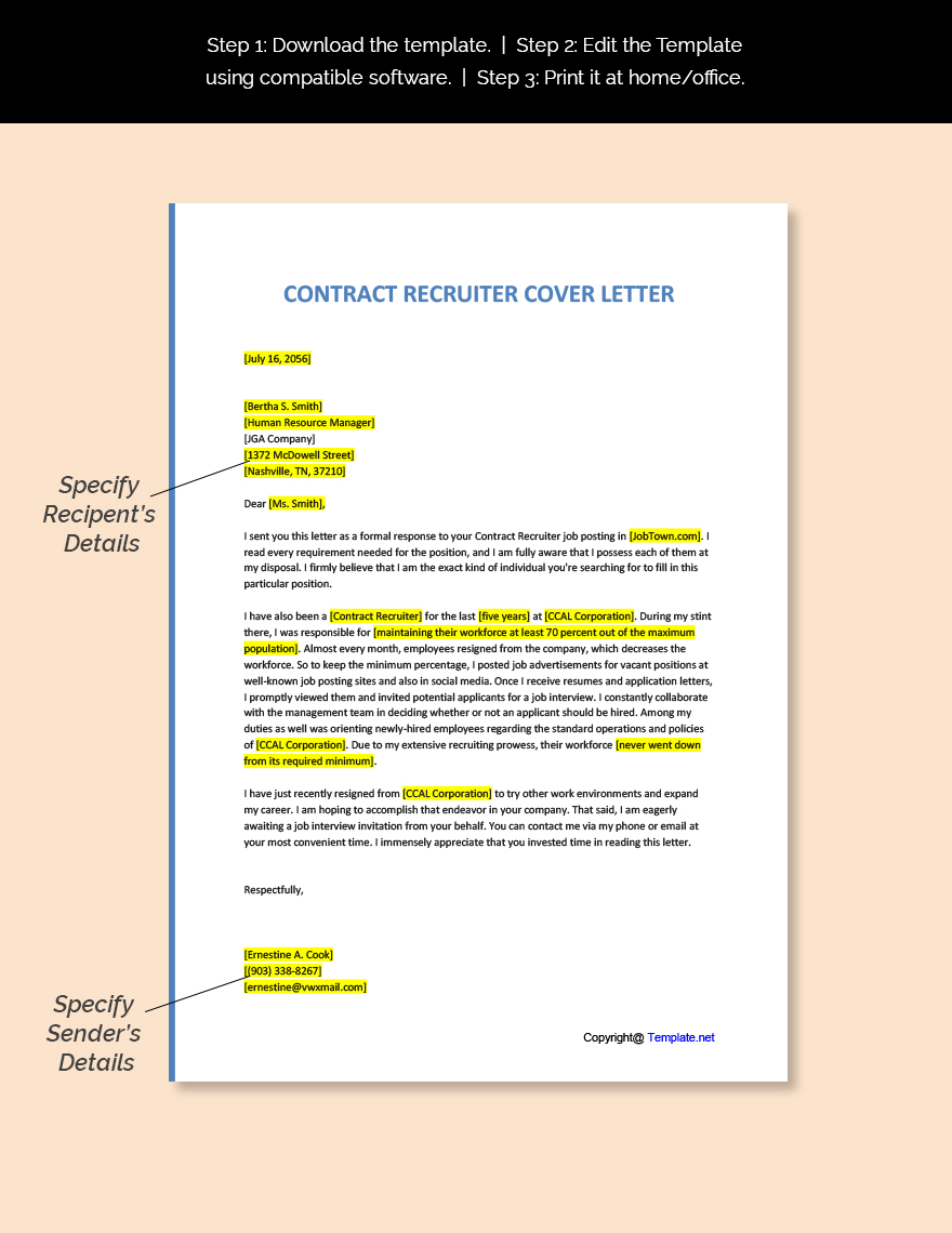Contract Recruiter Cover Letter