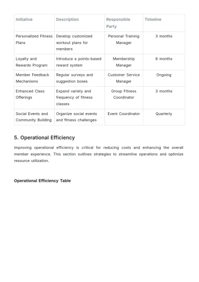 Free Gym Strategic Plan Template to Edit Online