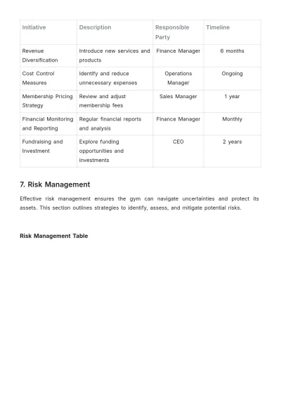 Free Gym Strategic Plan Template to Edit Online