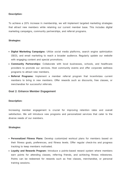 Free Gym Strategic Plan Template to Edit Online