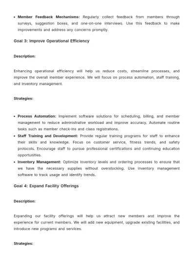 Free Gym Strategic Plan Template to Edit Online