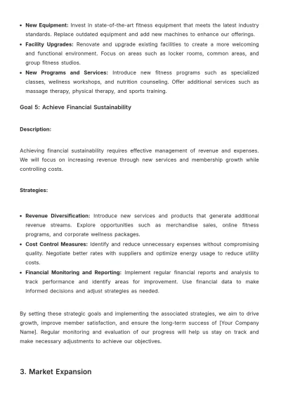 Free Gym Strategic Plan Template to Edit Online