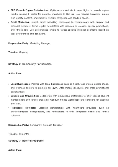 Free Gym Strategic Plan Template to Edit Online