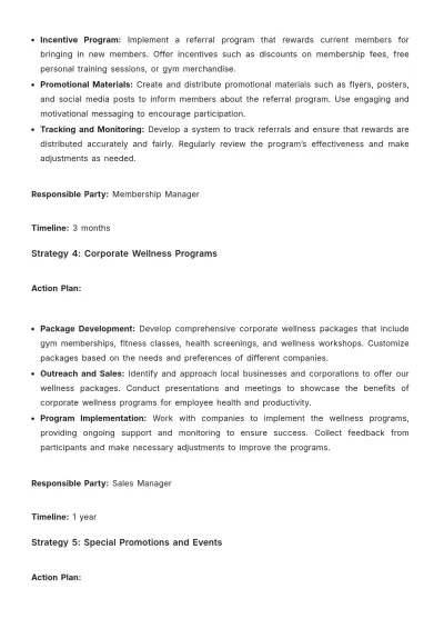 Free Gym Strategic Plan Template to Edit Online