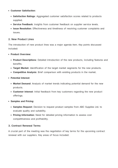 Free Supplier Meeting Report Template to Edit Online