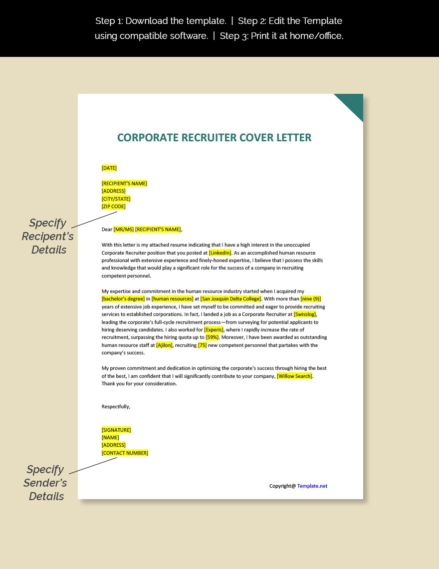 Corporate Recruiter Cover Letter