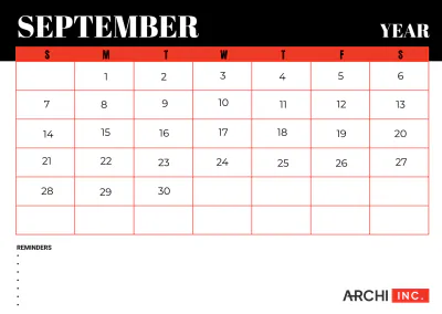 Free Architecture Monthly Calendar Template to Edit Online