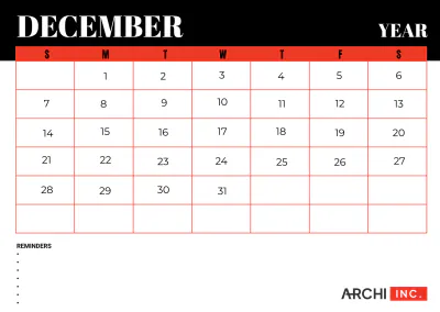 Free Architecture Monthly Calendar Template to Edit Online