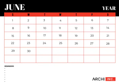 Free Architecture Monthly Calendar Template to Edit Online