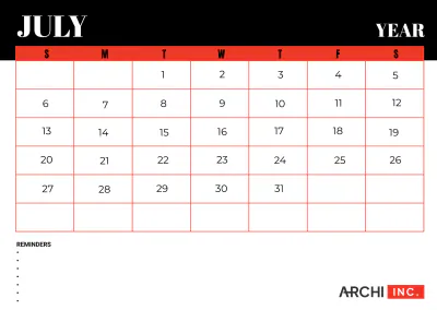 Free Architecture Monthly Calendar Template to Edit Online
