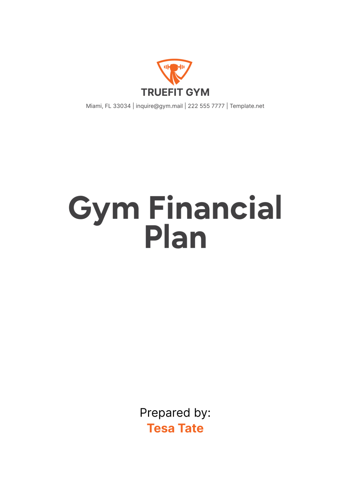 Gym Financial Plan Template - Edit Online & Download