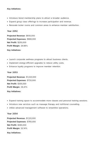Free Gym Financial Plan Template to Edit Online