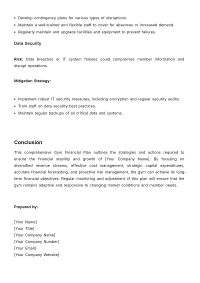 Free Gym Financial Plan Template to Edit Online