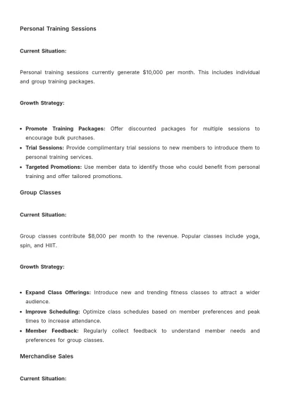 Free Gym Financial Plan Template to Edit Online