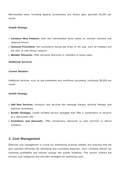 Free Gym Financial Plan Template to Edit Online