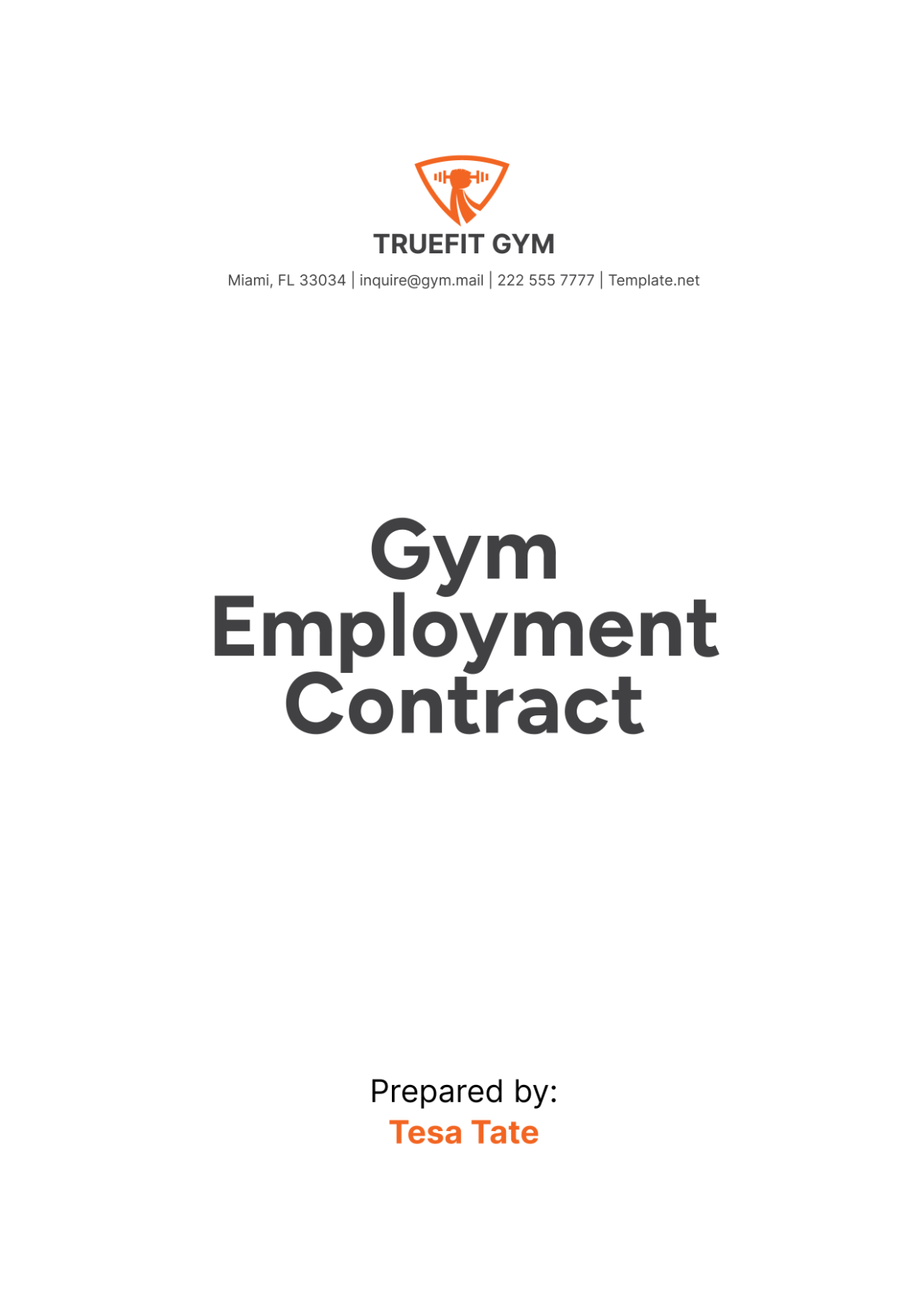 Gym Employment Contract Template - Edit Online & Download