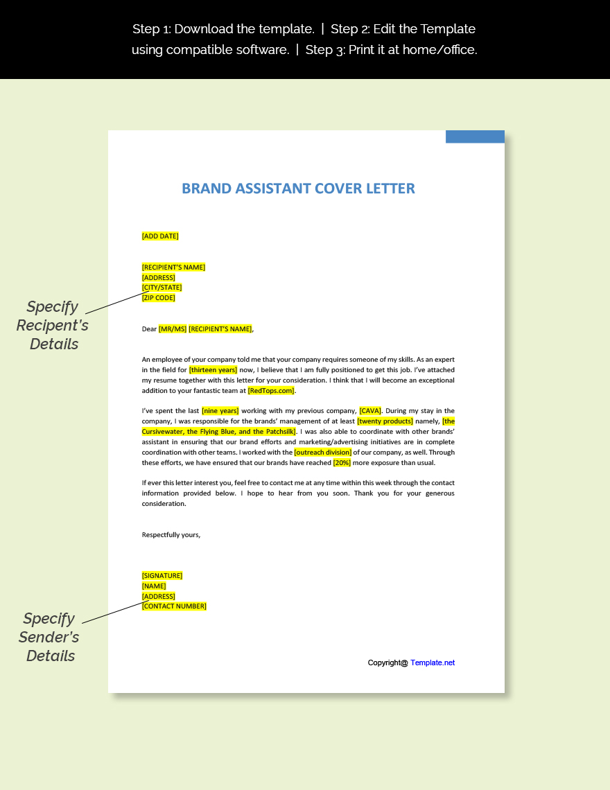 Brand Assistant Cover Letter