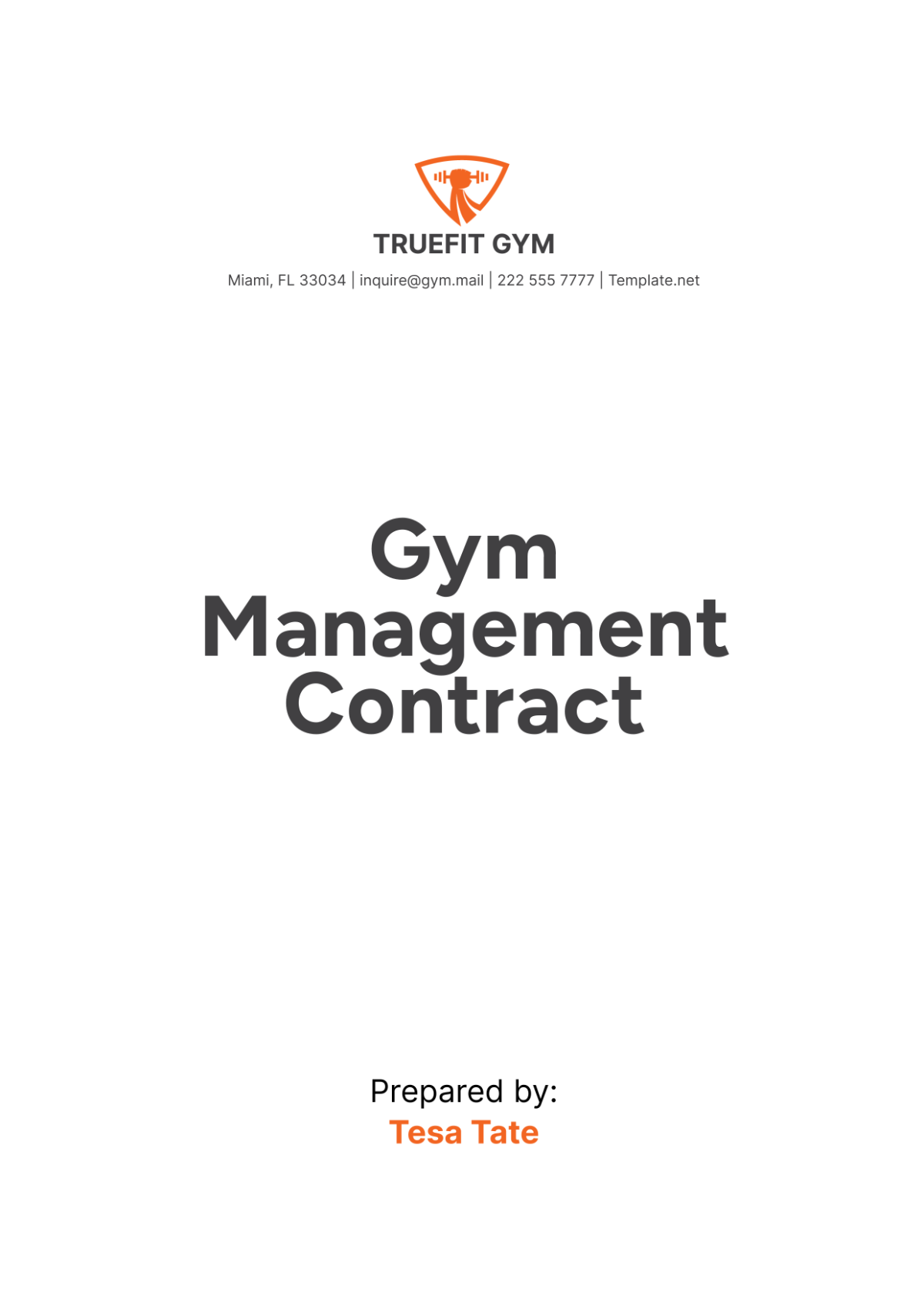 Gym Management Contract Template - Edit Online & Download