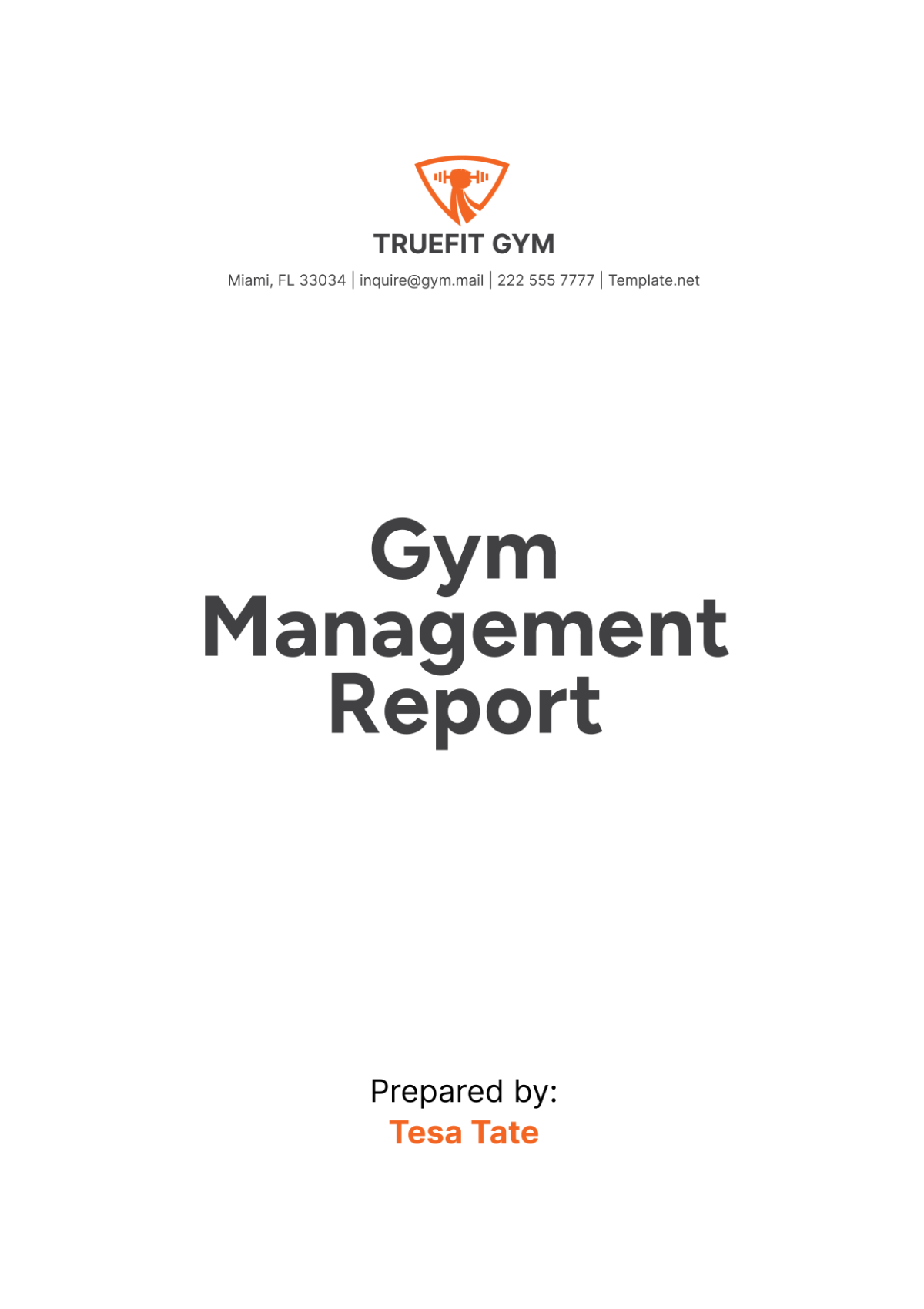 Gym Management Report Template - Edit Online & Download