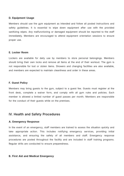 Free Gym Company Procedure Template to Edit Online