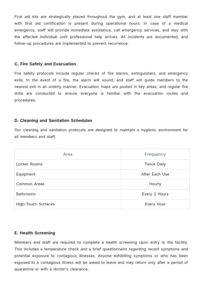 Free Gym Company Procedure Template to Edit Online