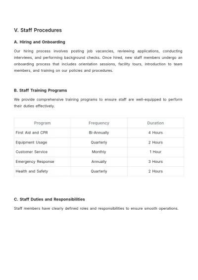 Free Gym Company Procedure Template to Edit Online