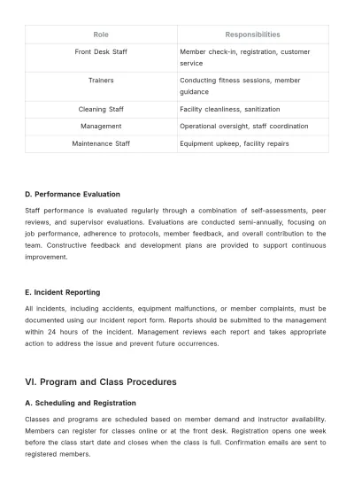 Free Gym Company Procedure Template to Edit Online