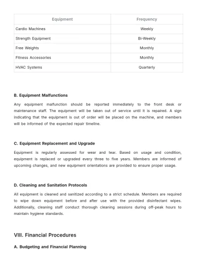 Free Gym Company Procedure Template to Edit Online