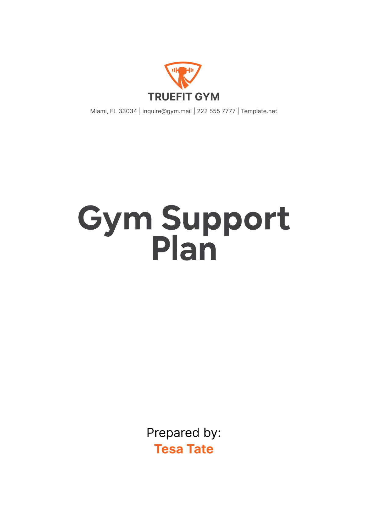 Gym Support Plan Template - Edit Online & Download